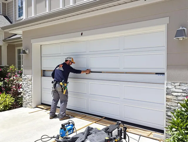 Berlin Garage Door Repair team performing complete garage door replacement at Berlin residence