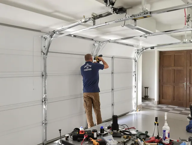 Berlin Garage Door Repair certified technician performing precision garage door repair in Berlin