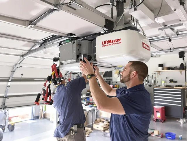 Berlin Garage Door Repair technician performing advanced diagnostics on garage opener in Berlin